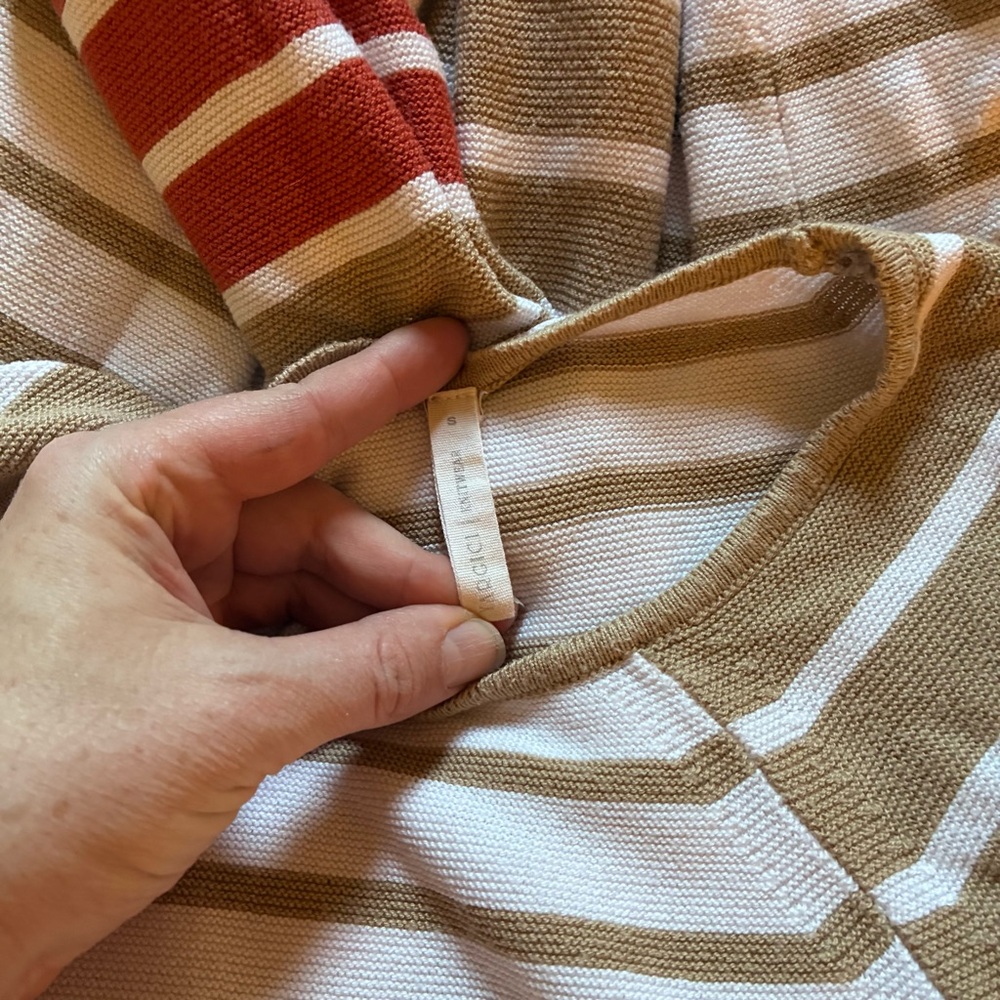 Yargici Striped Long Sleeve Knit Top - Tan and Cream- Size Small - Picture 4 of 4